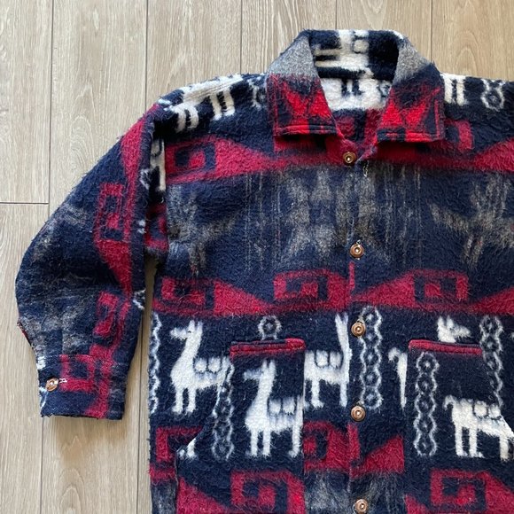 (Sold)| Oversized Aztec Print Llama Blanket jacket - Picture 8 of 12